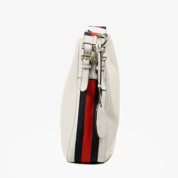 Gucci Sherry White Leather Striped Hobo - Picture 3 of 13